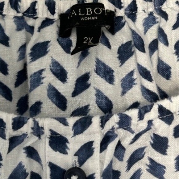 Talbots Woman Blouse Top Chevron Print Button Up Short Sleeve 2X - Picture 3 of 4
